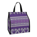 Purple Ribbon Knitted Pattern Print Insulated Lunch Tote