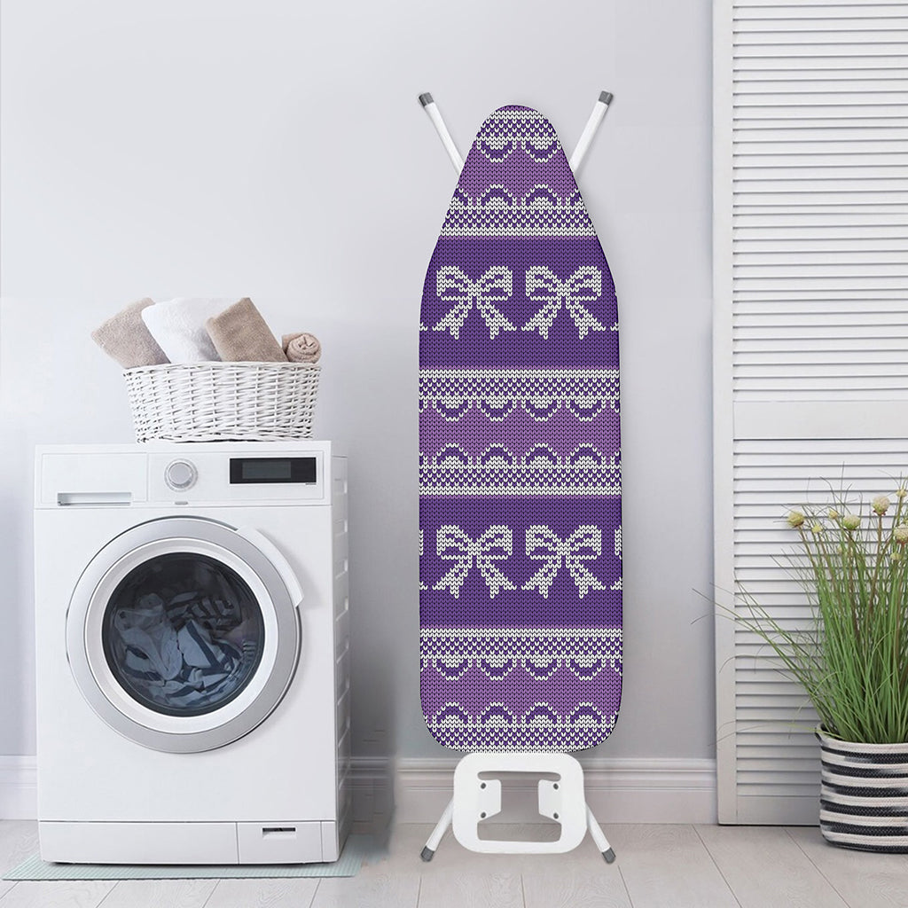 Purple Ribbon Knitted Pattern Print Ironing Board Cover