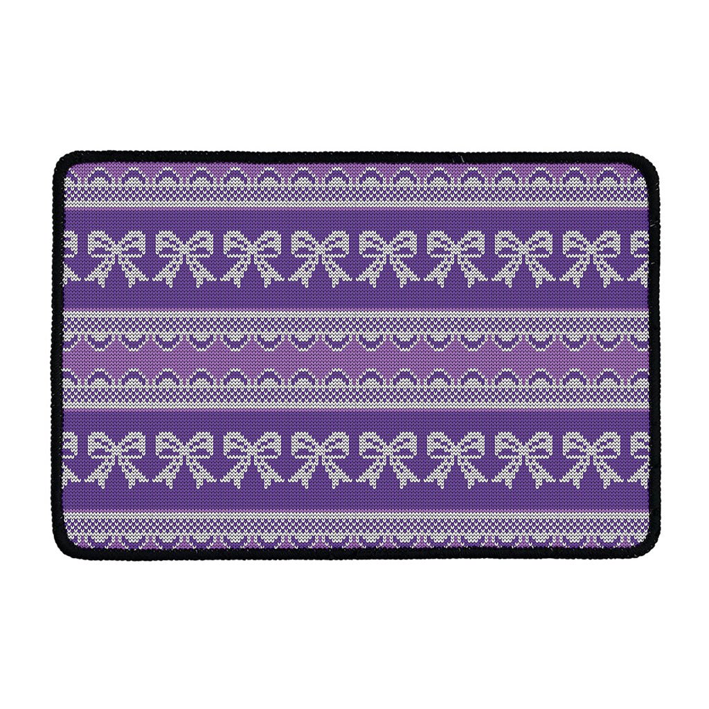 Purple Ribbon Knitted Pattern Print Kitchen Mat
