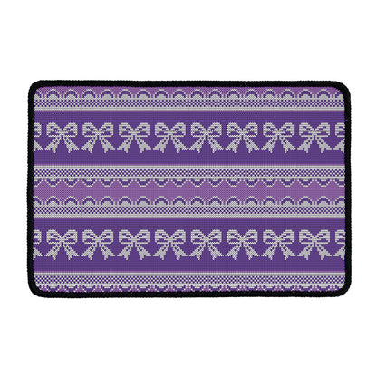 Purple Ribbon Knitted Pattern Print Kitchen Mat