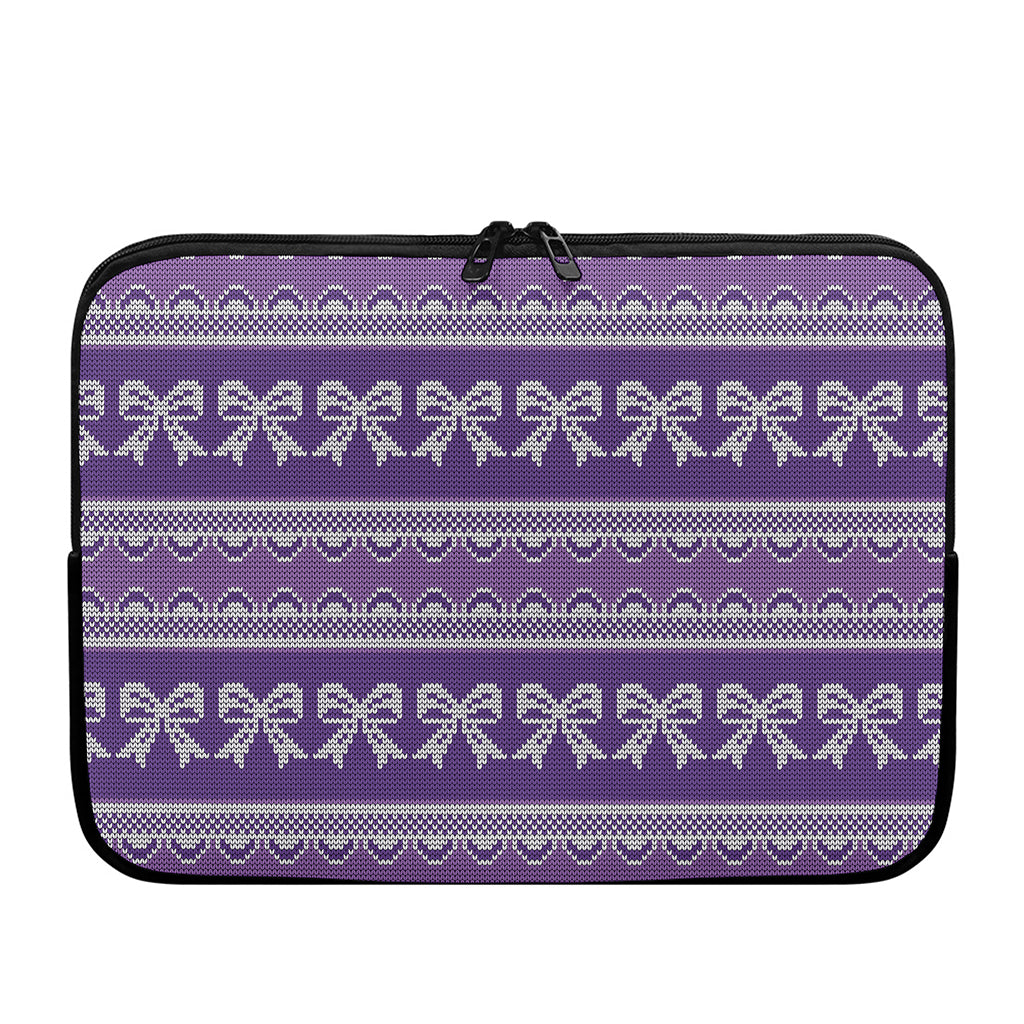 Purple Ribbon Knitted Pattern Print Laptop Sleeve