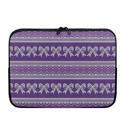 Purple Ribbon Knitted Pattern Print Laptop Sleeve