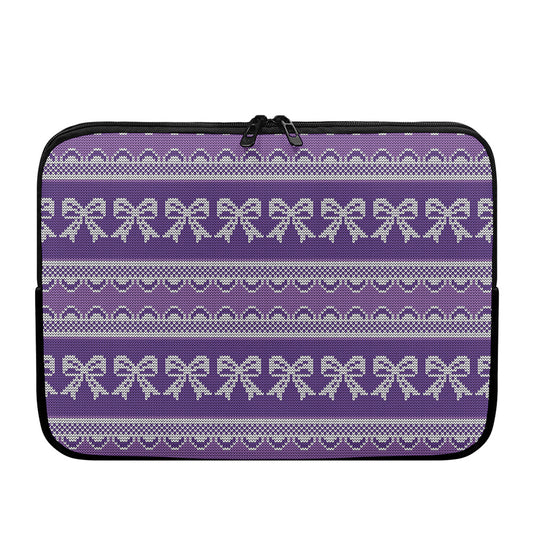 Purple Ribbon Knitted Pattern Print Laptop Sleeve