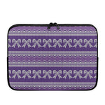 Purple Ribbon Knitted Pattern Print Laptop Sleeve