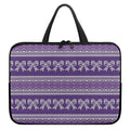 Purple Ribbon Knitted Pattern Print Laptop Sleeve With Handle