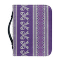 Purple Ribbon Knitted Pattern Print Leather Bible Cover