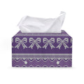 Purple Ribbon Knitted Pattern Print Leather Tissue Box Cover