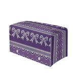 Purple Ribbon Knitted Pattern Print Leather Tissue Box Cover