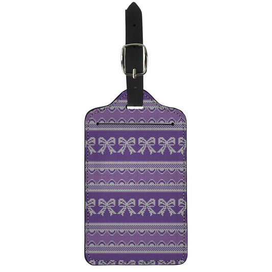 Purple Ribbon Knitted Pattern Print Luggage Tag