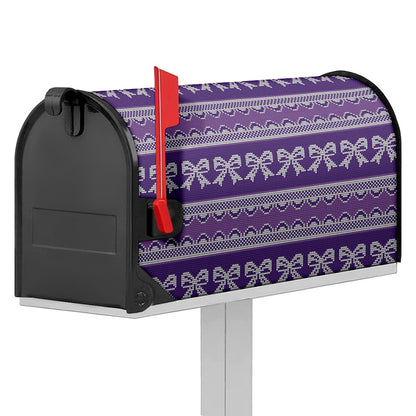 Purple Ribbon Knitted Pattern Print Mailbox Cover