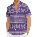 Purple Ribbon Knitted Pattern Print Men's Deep V-Neck Shirt