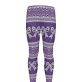 Purple Ribbon Knitted Pattern Print Men's Leggings