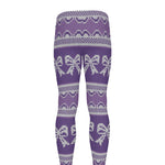 Purple Ribbon Knitted Pattern Print Men's leggings