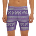 Purple Ribbon Knitted Pattern Print Men's Long Boxer Briefs