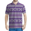 Purple Ribbon Knitted Pattern Print Men's Polo Shirt