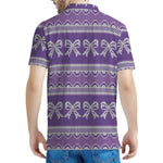 Purple Ribbon Knitted Pattern Print Men's Polo Shirt