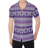 Purple Ribbon Knitted Pattern Print Men's Shirt