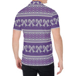 Purple Ribbon Knitted Pattern Print Men's Shirt