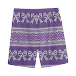Purple Ribbon Knitted Pattern Print Men's Sports Shorts