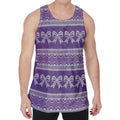 Purple Ribbon Knitted Pattern Print Men's Velvet Tank Top