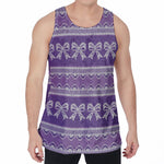Purple Ribbon Knitted Pattern Print Men's Velvet Tank Top