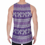 Purple Ribbon Knitted Pattern Print Men's Velvet Tank Top