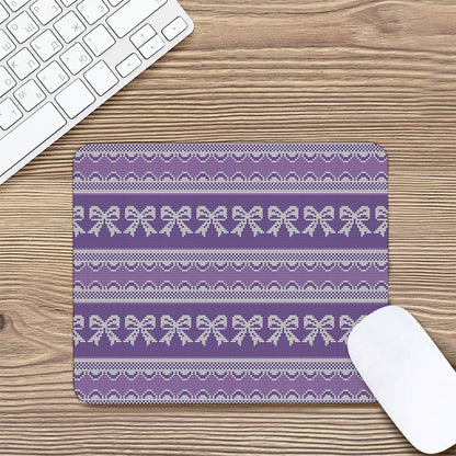 Purple Ribbon Knitted Pattern Print Mouse Pad
