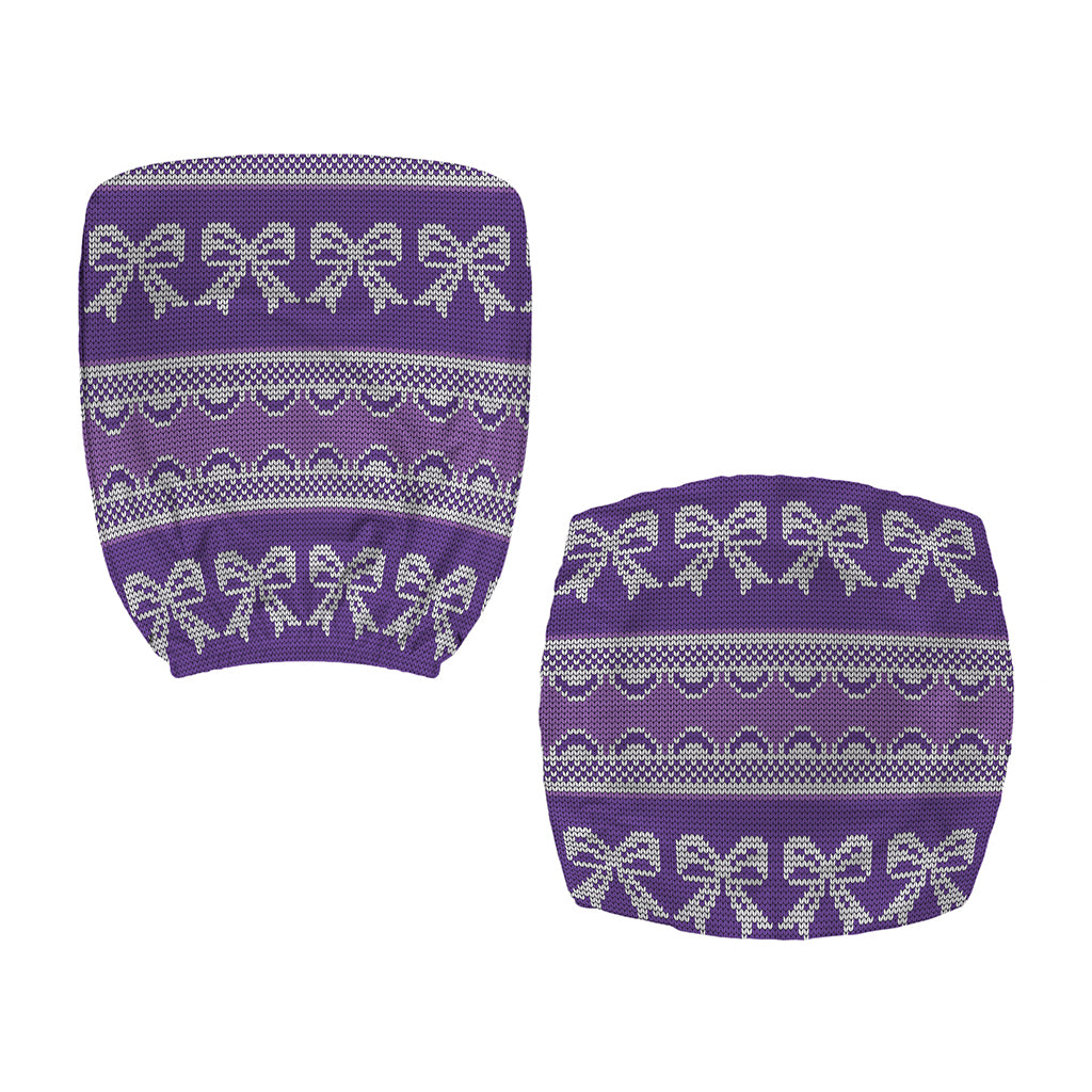 Purple Ribbon Knitted Pattern Print Office Chair Cover
