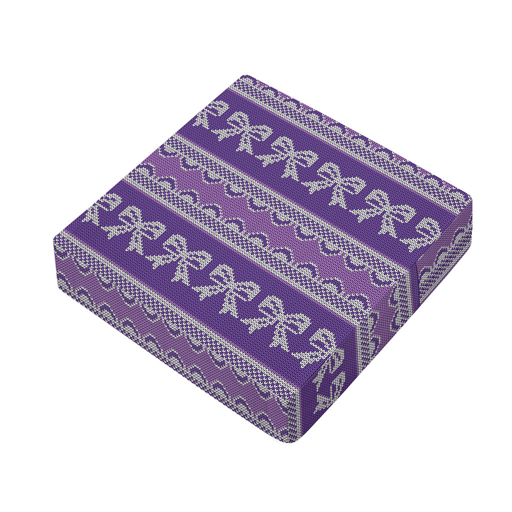 Purple Ribbon Knitted Pattern Print Outdoor Seat Cushion Cover