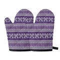 Purple Ribbon Knitted Pattern Print Oven Mitts