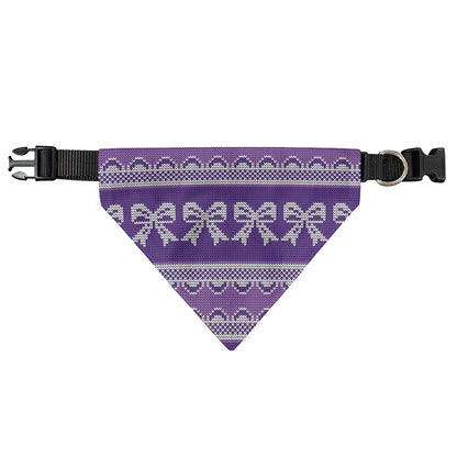 Purple Ribbon Knitted Pattern Print Over The Collar Dog Bandana