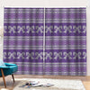 Purple Ribbon Knitted Pattern Print Pencil Pleat Curtains