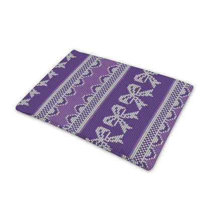 Purple Ribbon Knitted Pattern Print Pet Cooling Mat Cover