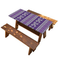 Purple Ribbon Knitted Pattern Print Picnic Table Cover