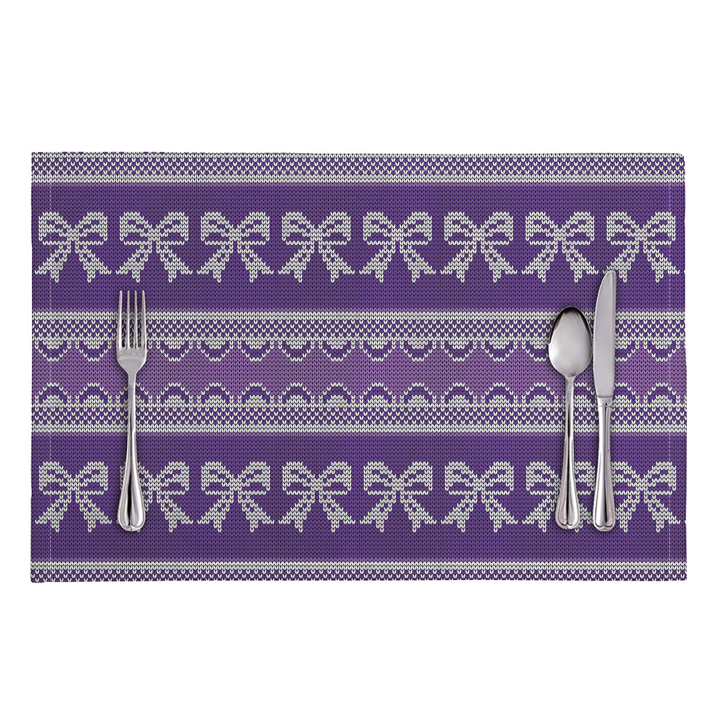 Purple Ribbon Knitted Pattern Print Placemat