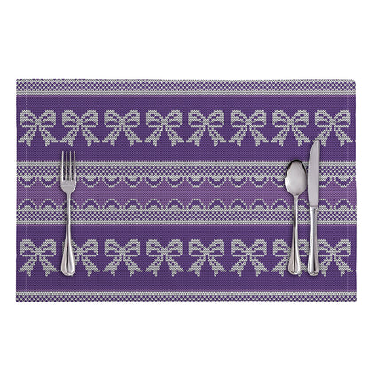 Purple Ribbon Knitted Pattern Print Placemat