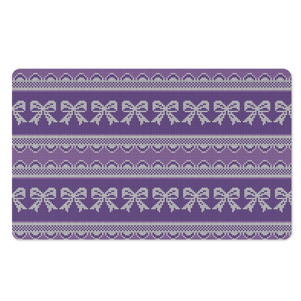Purple Ribbon Knitted Pattern Print Polyester Doormat