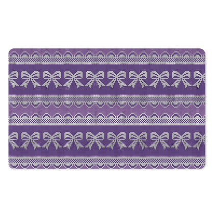 Purple Ribbon Knitted Pattern Print Polyester Doormat