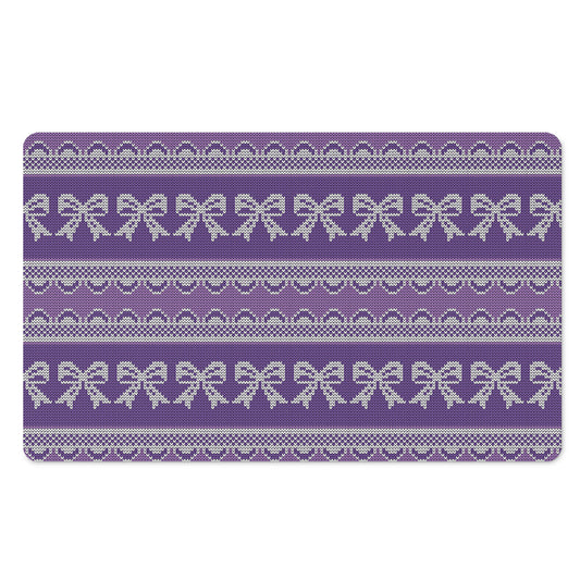 Purple Ribbon Knitted Pattern Print Polyester Doormat