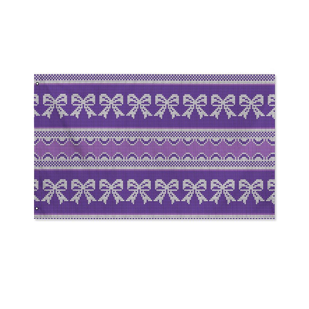 Purple Ribbon Knitted Pattern Print Polyester Flag