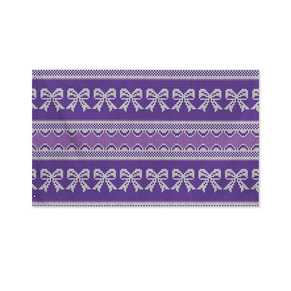 Purple Ribbon Knitted Pattern Print Polyester Flag