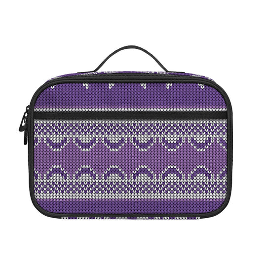 Purple Ribbon Knitted Pattern Print Portable Lunch Bag