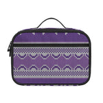 Purple Ribbon Knitted Pattern Print Portable Lunch Bag