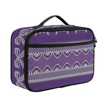 Purple Ribbon Knitted Pattern Print Portable Lunch Bag