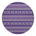 Purple Ribbon Knitted Pattern Print Round Blanket