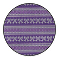 Purple Ribbon Knitted Pattern Print Round Floor Mat