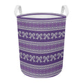 Purple Ribbon Knitted Pattern Print Round Laundry Basket