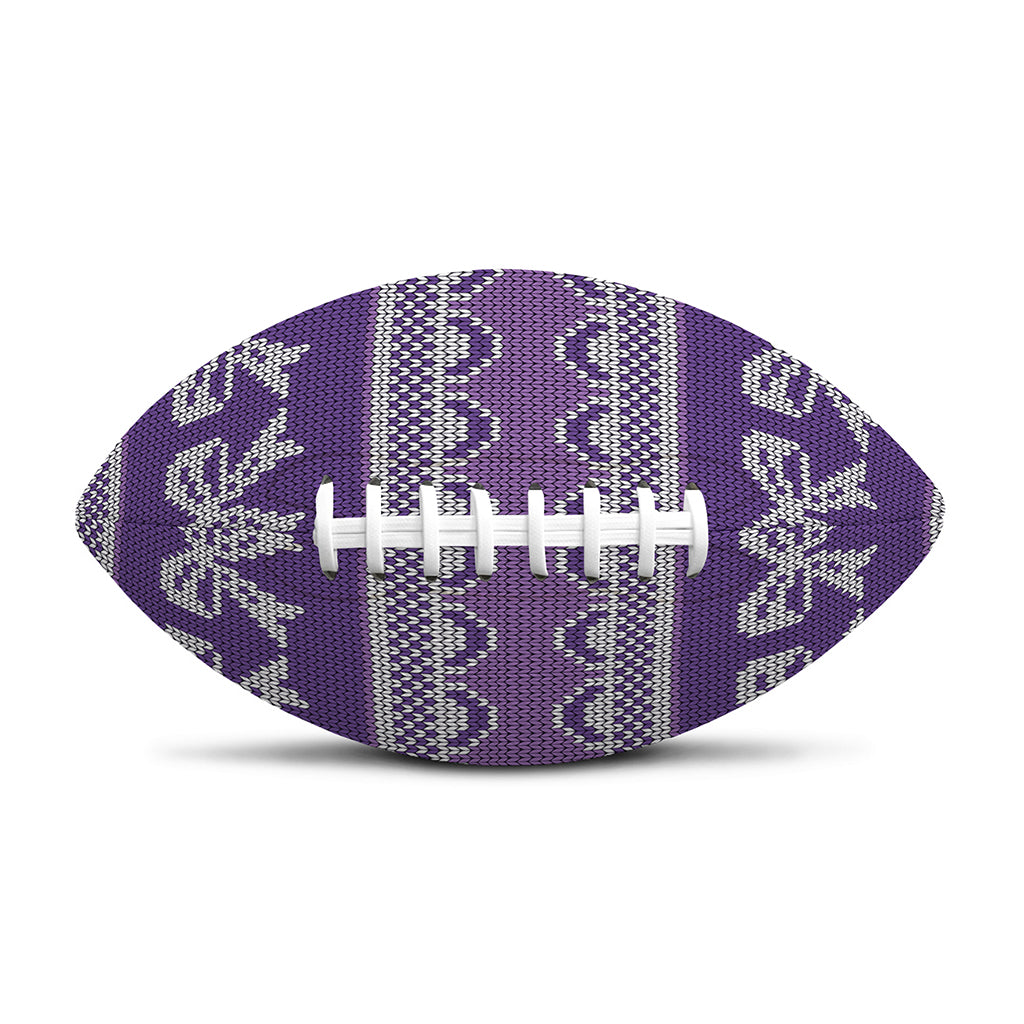 Purple Ribbon Knitted Pattern Print Rugby Ball
