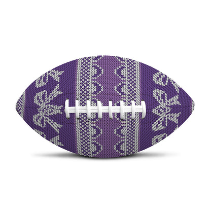 Purple Ribbon Knitted Pattern Print Rugby Ball