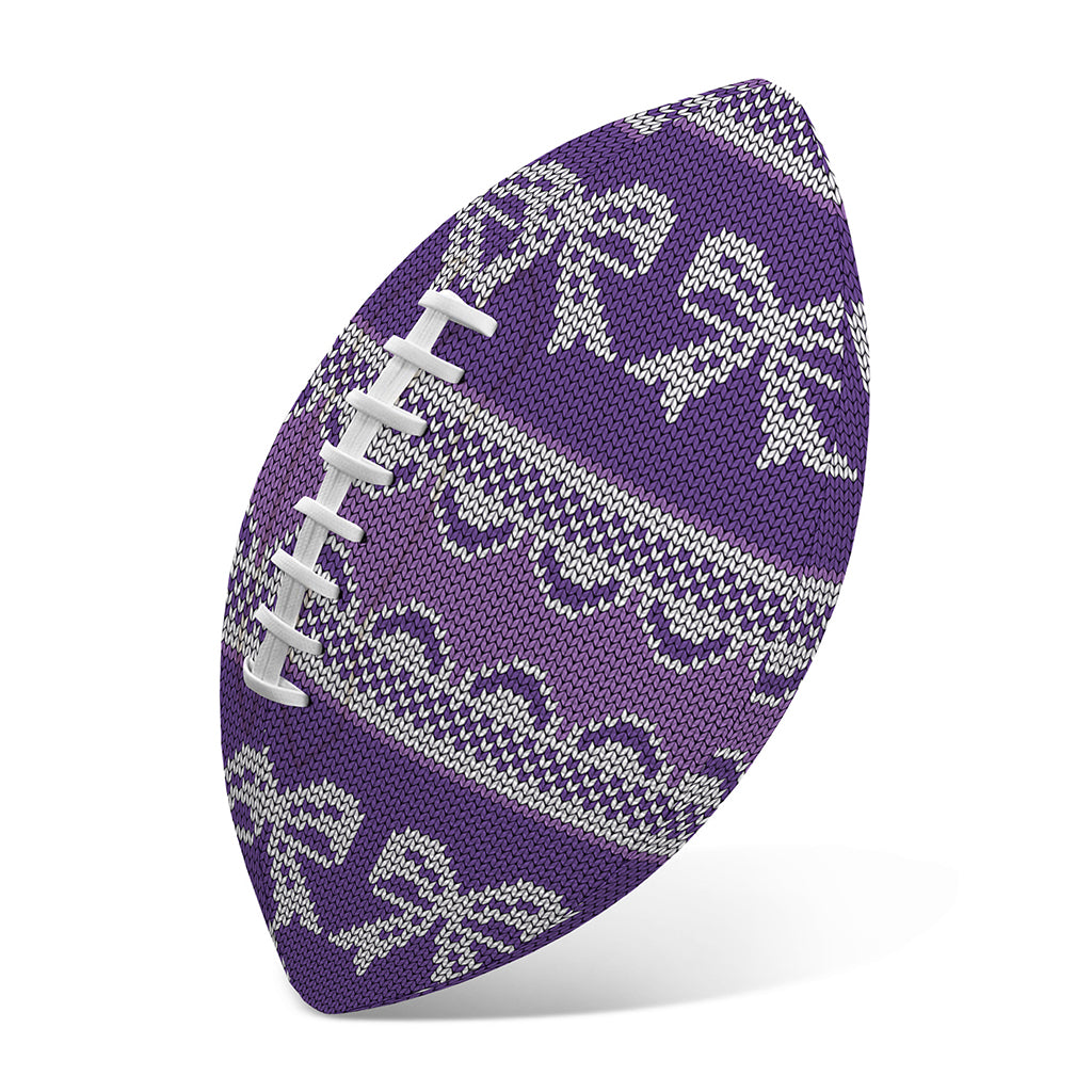 Purple Ribbon Knitted Pattern Print Rugby Ball